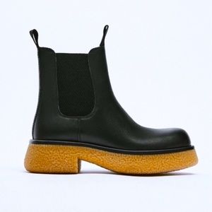 Zara flat leather ankle boots